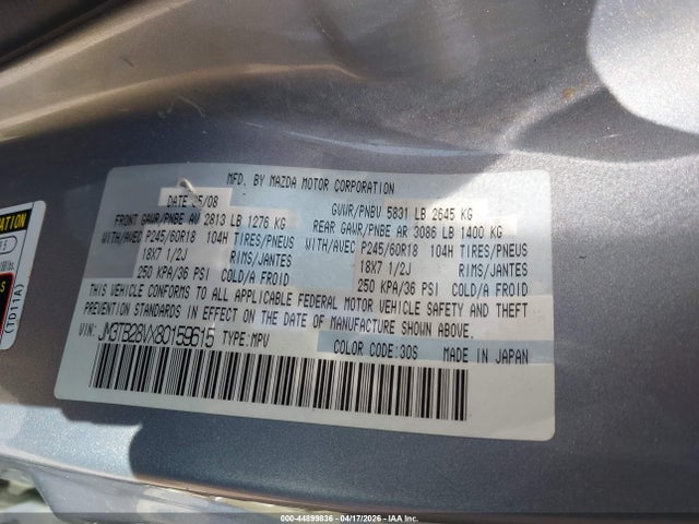 Aukcja sprzedaży 2008 Mazda Cx-9 Touring, vin: JM3TB28VX80159615, numer aukcji: 44899836