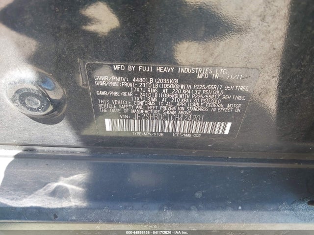 2012 Subaru Forester 2.5x Premium მანქანა იყიდება აუქციონზე, vin: JF2SHBDC1CH424201, აუქციონის ნომერი: 44899856