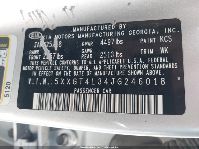 5XXGT4L34JG246018 KIA Optima Lx
