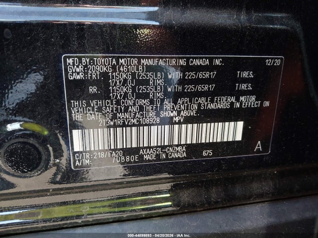 Toyota Rav4 Xle 2021 2T3W1RFV2MC108928 Image 9