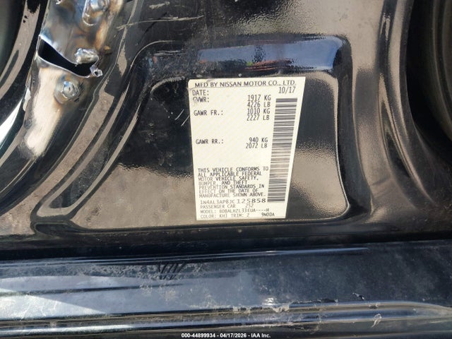 Продажа на аукционе авто 2018 Nissan Altima 2.5 Sr, vin: 1N4AL3AP8JC125858, номер лота: 44899934