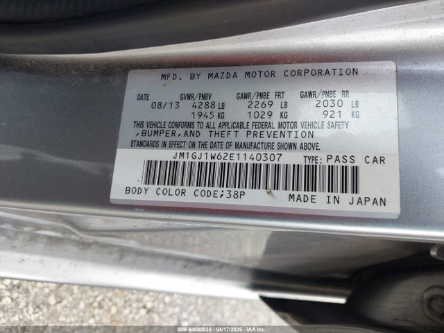 Aukcja sprzedaży 2014 Mazda Mazda6 I Grand Touring, vin: JM1GJ1W62E1140307, numer aukcji: 44899938
