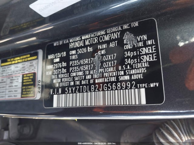 5XYZTDLB2JG568992 Hyundai Santa Fe Sport 2.4l