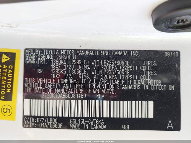 Продаж на аукціоні авто 2011 Lexus Rx 350, vin: 2T2BK1BA6BC081489, номер лоту: 44900045