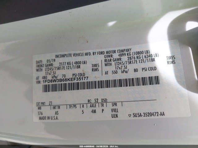Ford F-350 Xl 2019 1FD8W3B68KEF35177 Image 9