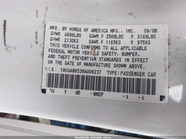 Продажа на аукционе авто 2009 Acura Tl 3.5, vin: 19UUA86539A006237, номер лота: 44900100