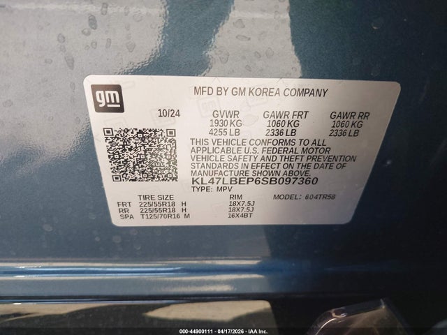 Aukcja sprzedaży 2025 Buick Envista Sport Touring Fwd, vin: KL47LBEP6SB097360, numer aukcji: 44900111