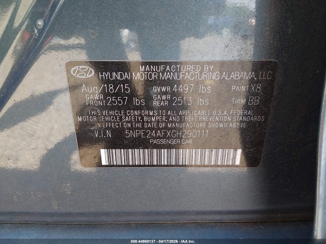 Продаж на аукціоні авто 2016 Hyundai Sonata Se, vin: 5NPE24AFXGH290111, номер лоту: 44900137