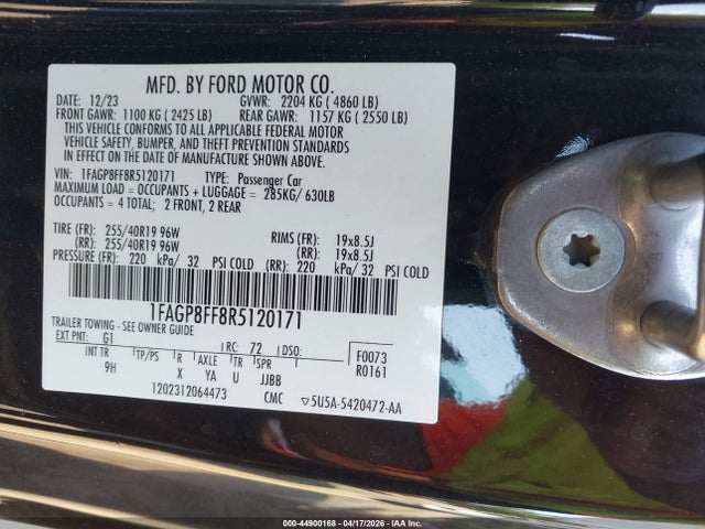 Aukcja sprzedaży 2024 Ford Mustang Gt Premium, vin: 1FAGP8FF8R5120171, numer aukcji: 44900168