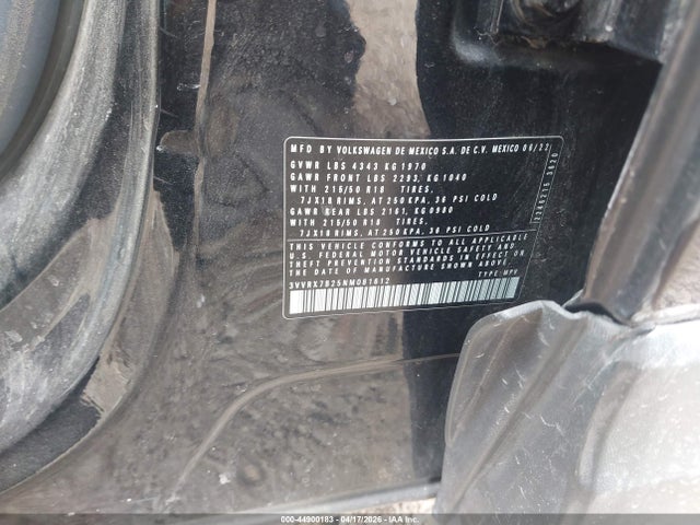 Aukcja sprzedaży 2022 Volkswagen Taos 1.5t Se, vin: 3VVRX7B25NM081612, numer aukcji: 44900183
