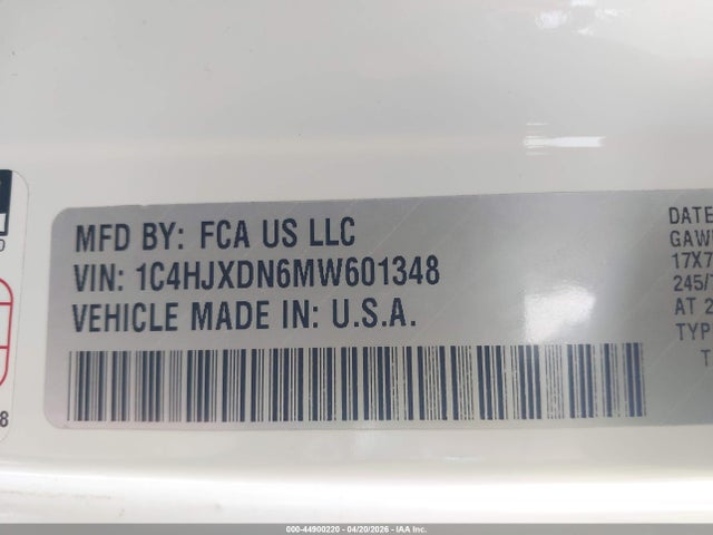 2021 Jeep Wrangler Unlimited Islander 4x4 მანქანა იყიდება აუქციონზე, vin: 1C4HJXDN6MW601348, აუქციონის ნომერი: 44900220