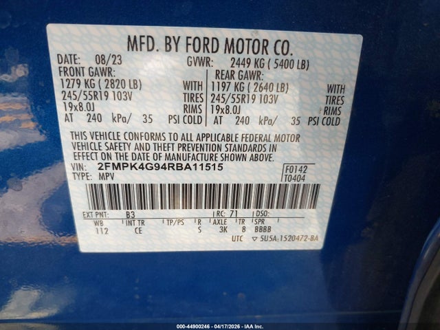 Продаж на аукціоні авто 2024 Ford Edge Se, vin: 2FMPK4G94RBA11515, номер лоту: 44900246