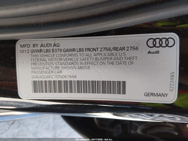 Aukcja sprzedaży 2013 Audi A6 3.0t Premium, vin: WAUGGAFC7DN067654, numer aukcji: 44900266