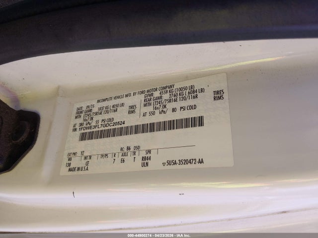 Продажа на аукционе авто 2016 Ford E-350 Cutaway, vin: 1FDWE3FL7GDC20524, номер лота: 44900274