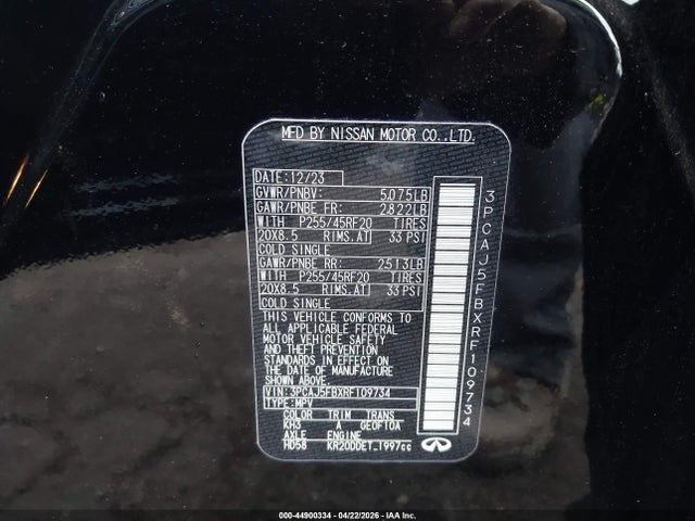 Aukcja sprzedaży 2024 Infiniti Qx50 Sport Awd, vin: 3PCAJ5FBXRF109734, numer aukcji: 44900334