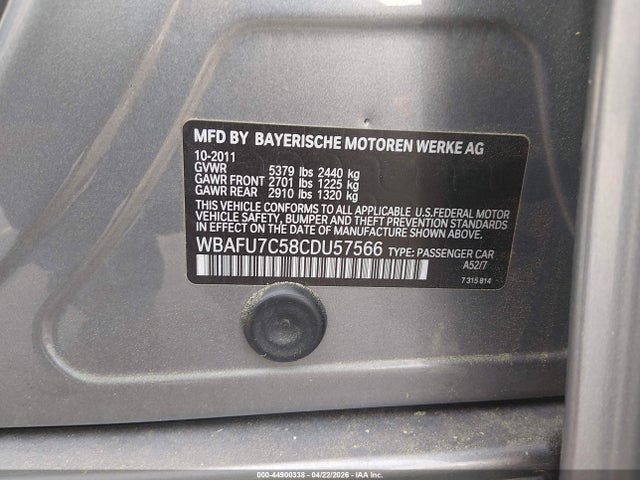 Продажа на аукционе авто 2012 Bmw 535i Xdrive, vin: WBAFU7C58CDU57566, номер лота: 44900338