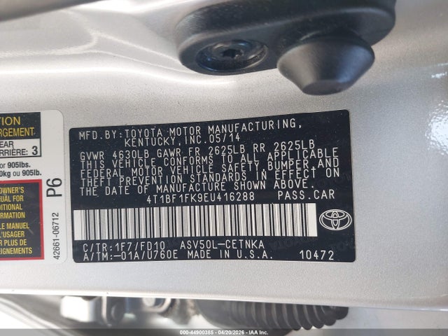 Toyota CAMRY LE 2014 4T1BF1FK9EU416288 Image 9