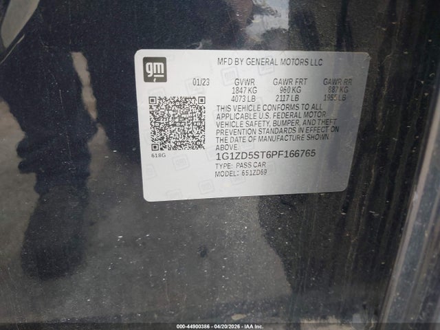 44900386 :رقم المزاد ، 1G1ZD5ST6PF166765 vin ، 2023 Chevrolet Malibu Fwd 1lt مزاد بيع