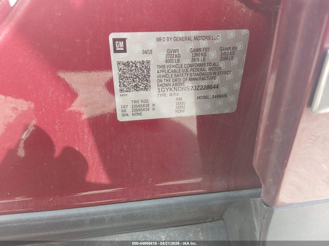 Продаж на аукціоні авто 2018 Cadillac Xt5 Luxury, vin: 1GYKNDRS2JZ228644, номер лоту: 44900416