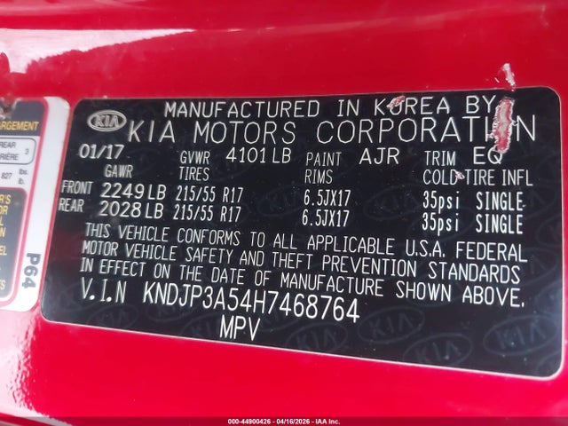 KNDJP3A54H7468764 KIA SOUL +