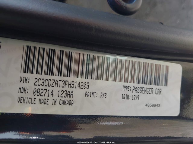 Продажа на аукционе авто 2015 Dodge Challenger R/t, vin: 2C3CDZAT3FH914203, номер лота: 44900437
