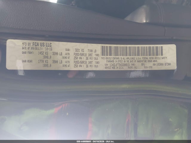 Aukcja sprzedaży 2017 Dodge Durango Special Service Awd, vin: 1C4SDJFT5HC690813, numer aukcji: 44900441