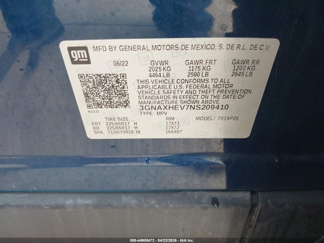 Продажа на аукционе авто 2022 Chevrolet Equinox Fwd Ls, vin: 3GNAXHEV7NS209410, номер лота: 44900472