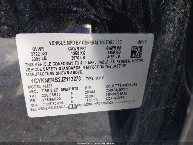 44900477 :رقم المزاد ، 1GYKNERS2JZ113273 vin ، 2018 Cadillac Xt5 Premium Luxury مزاد بيع