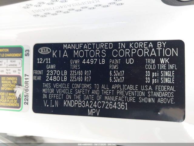 Aukcja sprzedaży 2012 Kia Sportage Lx, vin: KNDPB3A24C7264361, numer aukcji: 44900503