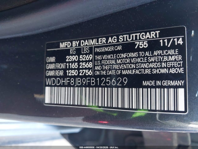 44900508 :رقم المزاد ، WDDHF8JB9FB125629 vin ، 2015 Mercedes-benz E 350 4matic مزاد بيع