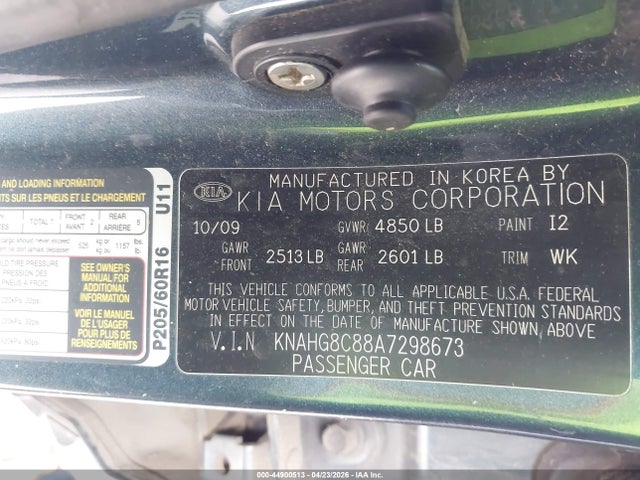 Aukcja sprzedaży 2010 Kia Rondo Lx, vin: KNAHG8C88A7298673, numer aukcji: 44900513