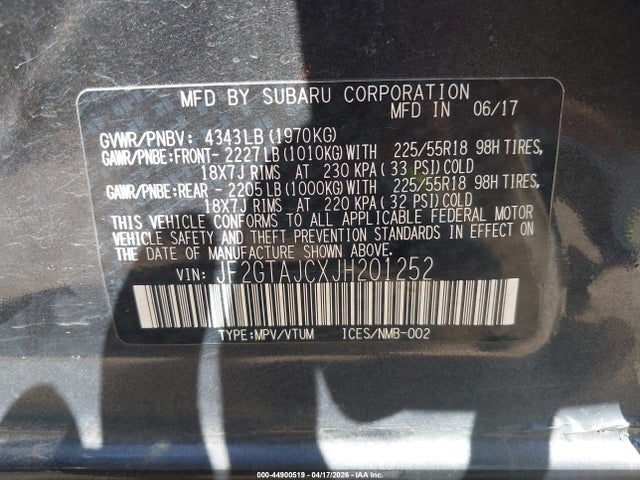 Продаж на аукціоні авто 2018 Subaru Crosstrek 2.0i Limited, vin: JF2GTAJCXJH201252, номер лоту: 44900519