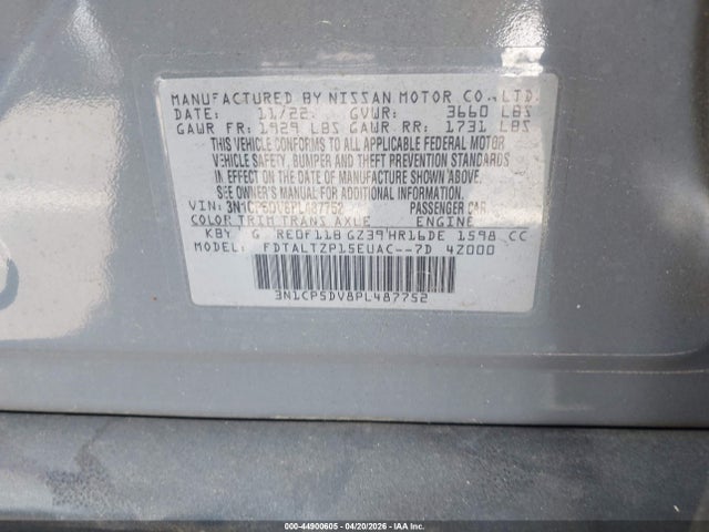 Aukcja sprzedaży 2023 Nissan Kicks Sr Xtronic Cvt, vin: 3N1CP5DV8PL487752, numer aukcji: 44900605