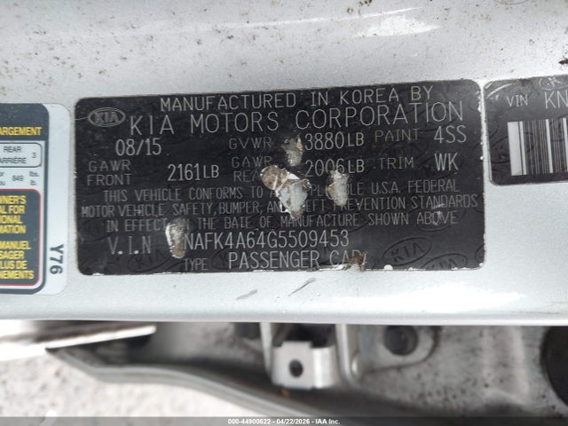 KNAFK4A64G5509453 KIA FORTE LX