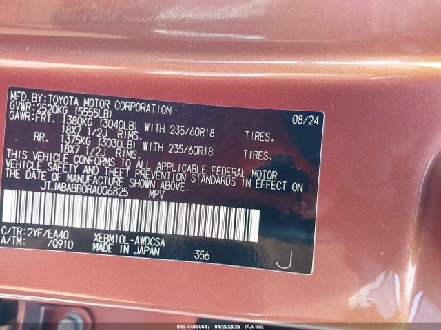 Продаж на аукціоні авто 2024 Lexus Rz 300e Premium, vin: JTJABABB0RA006825, номер лоту: 44900647