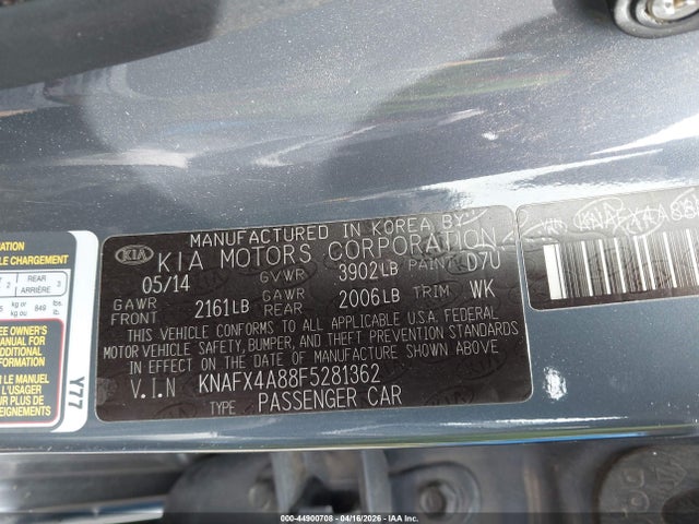 Aukcja sprzedaży 2015 Kia Forte Ex, vin: KNAFX4A88F5281362, numer aukcji: 44900708