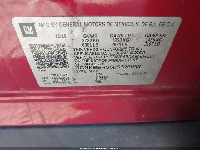 2020 CHEVROLET BLAZER 3GNKBERS5LS576093 Photo 8