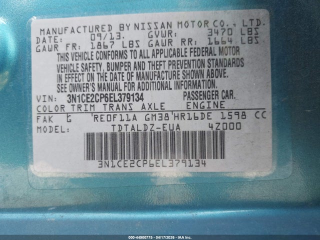 Nissan Versa Note Sv 2014 3N1CE2CP6EL379134 Image 9