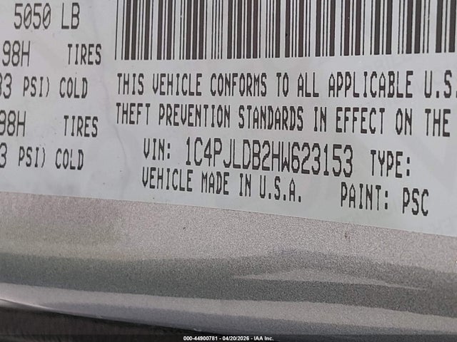 1C4PJLDB2HW623153 Jeep Cherokee Limited Fwd