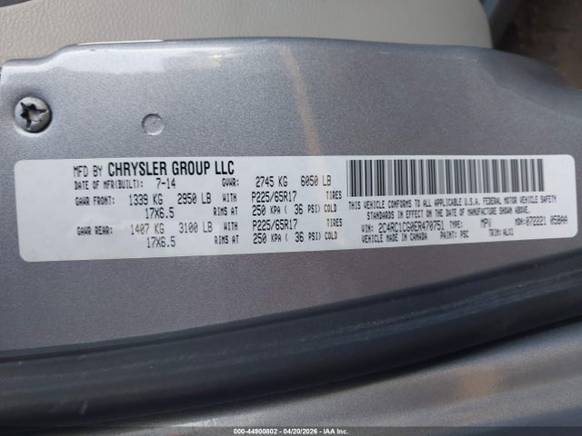 Aukcja sprzedaży 2014 Chrysler Town & Country Touring-l, vin: 2C4RC1CG0ER470751, numer aukcji: 44900802