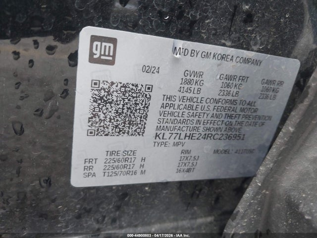KL77LHE24RC236951 Chevrolet Trax Fwd Lt