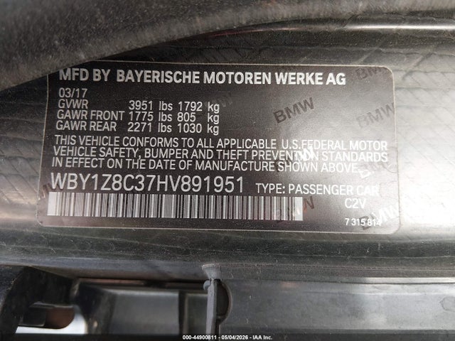 WBY1Z8C37HV891951 BMW I3 94 Ah W/range Extender