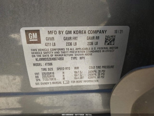Продаж на аукціоні авто 2022 Buick Encore Gx Fwd Select, vin: KL4MMDS26NB074850, номер лоту: 44900850
