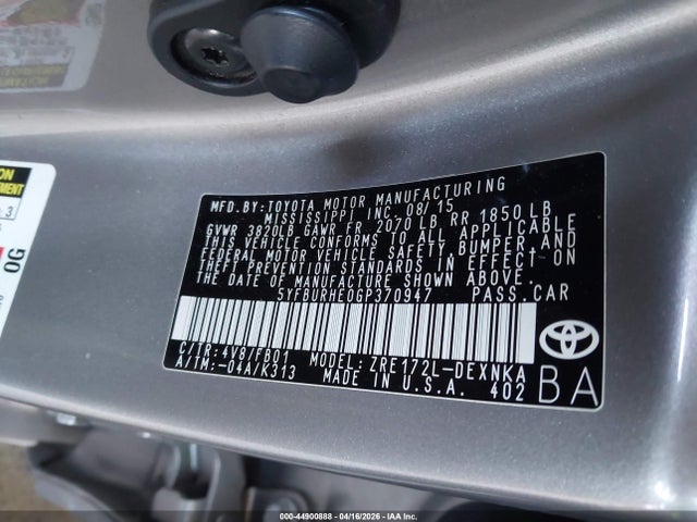 5YFBURHE0GP370947 Toyota COROLLA LE