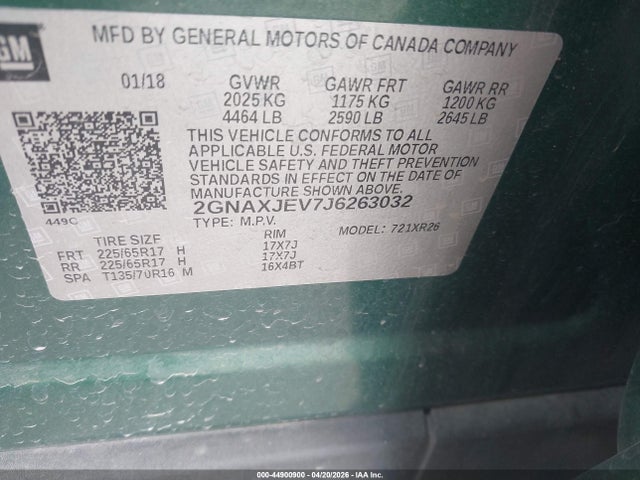Chevrolet EQUINOX LT 2018 2GNAXJEV7J6263032 Image 9