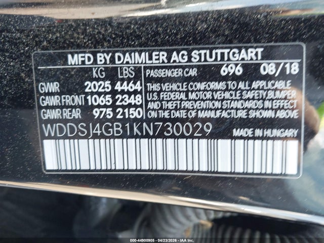 Aukcja sprzedaży 2019 Mercedes-benz Cla 250 4matic, vin: WDDSJ4GB1KN730029, numer aukcji: 44900905