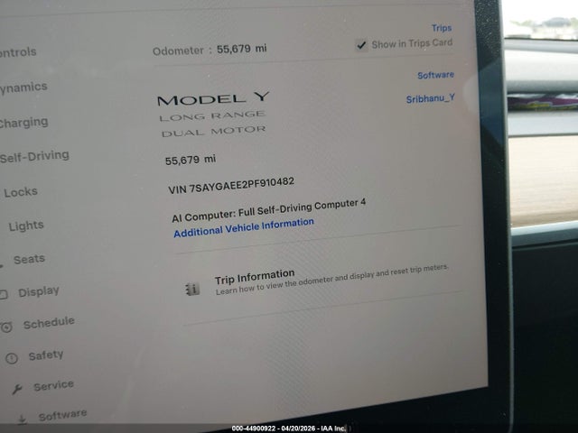 Aukcja sprzedaży 2023 Tesla Model Y Awd/long Range Dual Motor All-wheel Drive, vin: 7SAYGAEE2PF910482, numer aukcji: 44900922