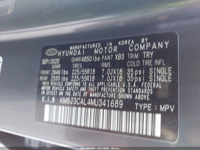 2021 HYUNDAI TUCSON KM8J3CAL4MU341689 Photo 8
