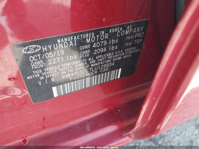 44900939 :رقم المزاد ، KMHH55LC7LU128834 vin ، 2020 Hyundai Elantra Gt N Line مزاد بيع