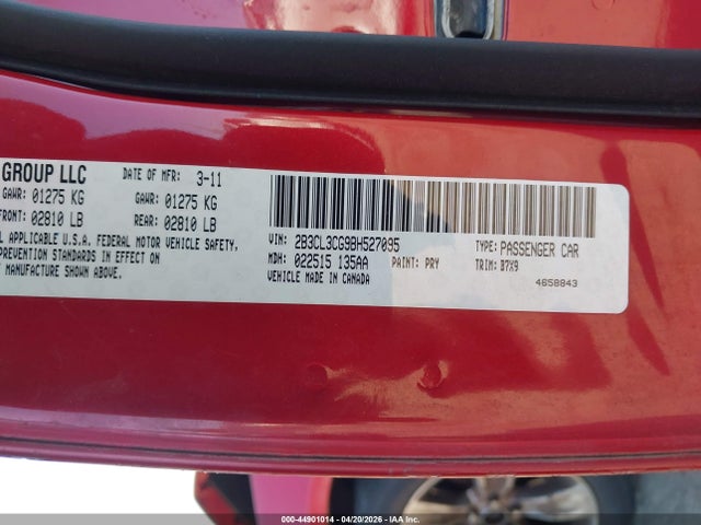 Aukcja sprzedaży 2011 Dodge Charger, vin: 2B3CL3CG9BH527095, numer aukcji: 44901014